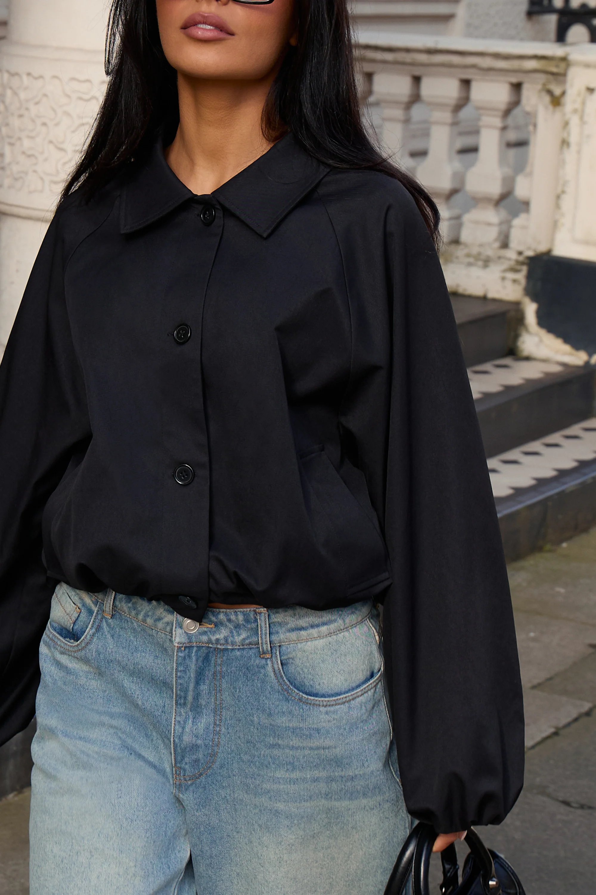 Kaiia Kaiia Drawcord Hem Technical Jacket Black - 2