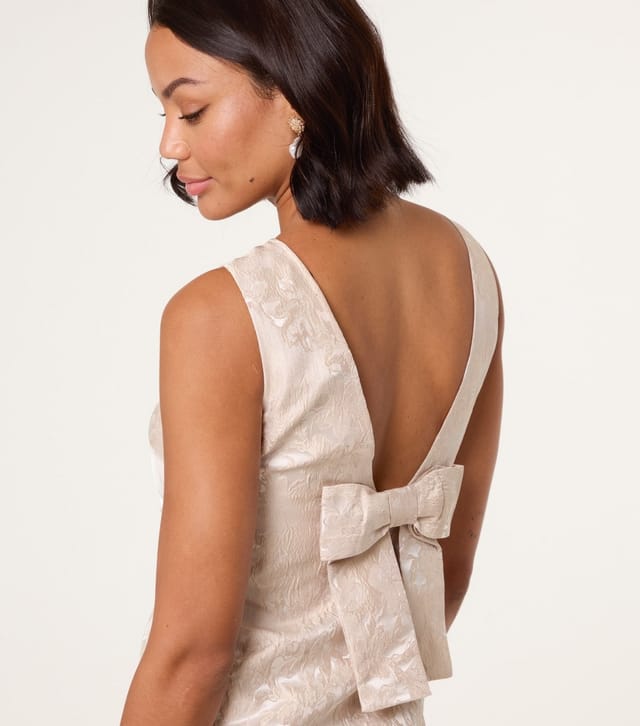 Blue Vanilla Women's Cream Jacquard Bow Dress Blue Vanilla New Look - 3