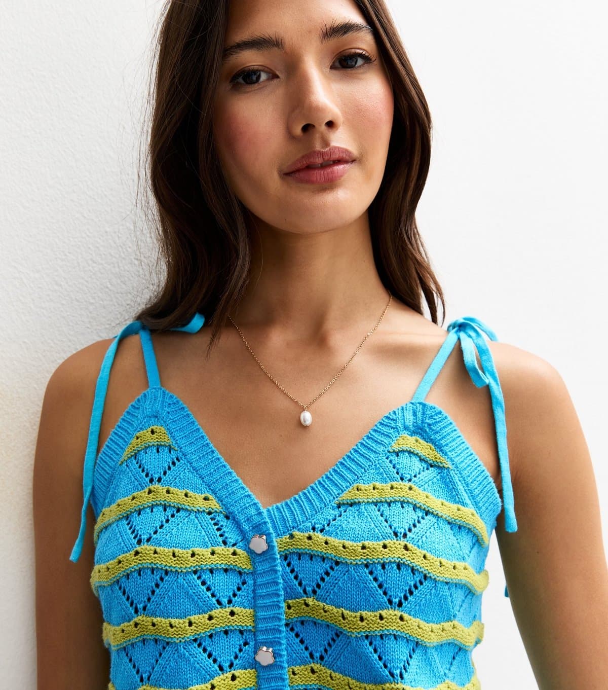 Sunshine Soul Women's Multicolour Pointelle Knit Striped Top Sunshine Soul New Look