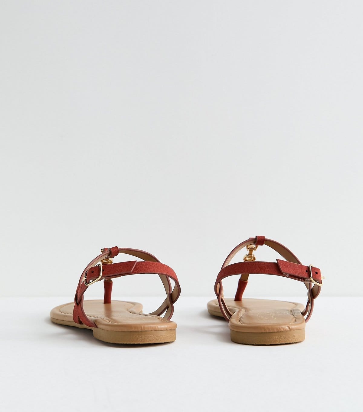 New Look Women's Rust Faux Leather Metal Toe Post Sandals Vegan New Look - 4