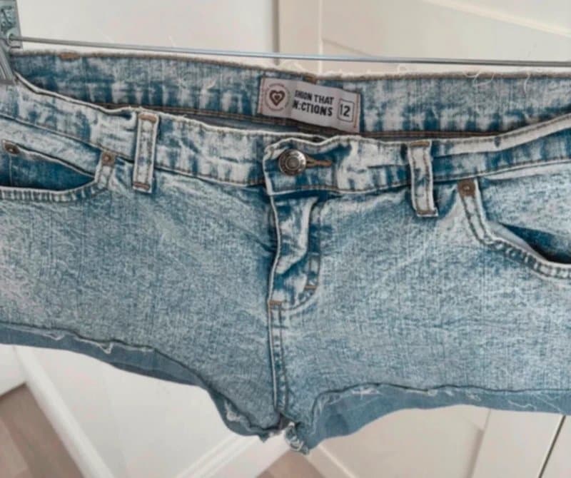 fashion that Y2K Ultra low rise waisted hot pants denim shorts size 12 fashion that