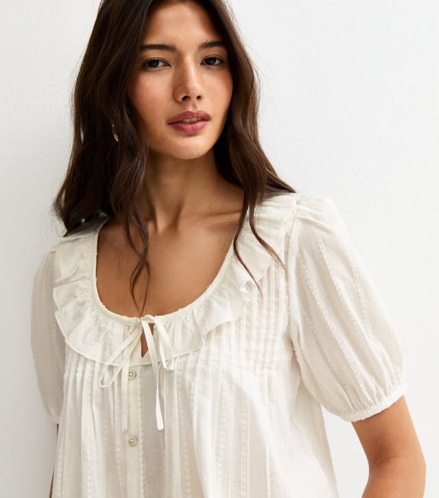 New Look Women's White Dobby Stripe Tie Bow Blouse New Look - 2