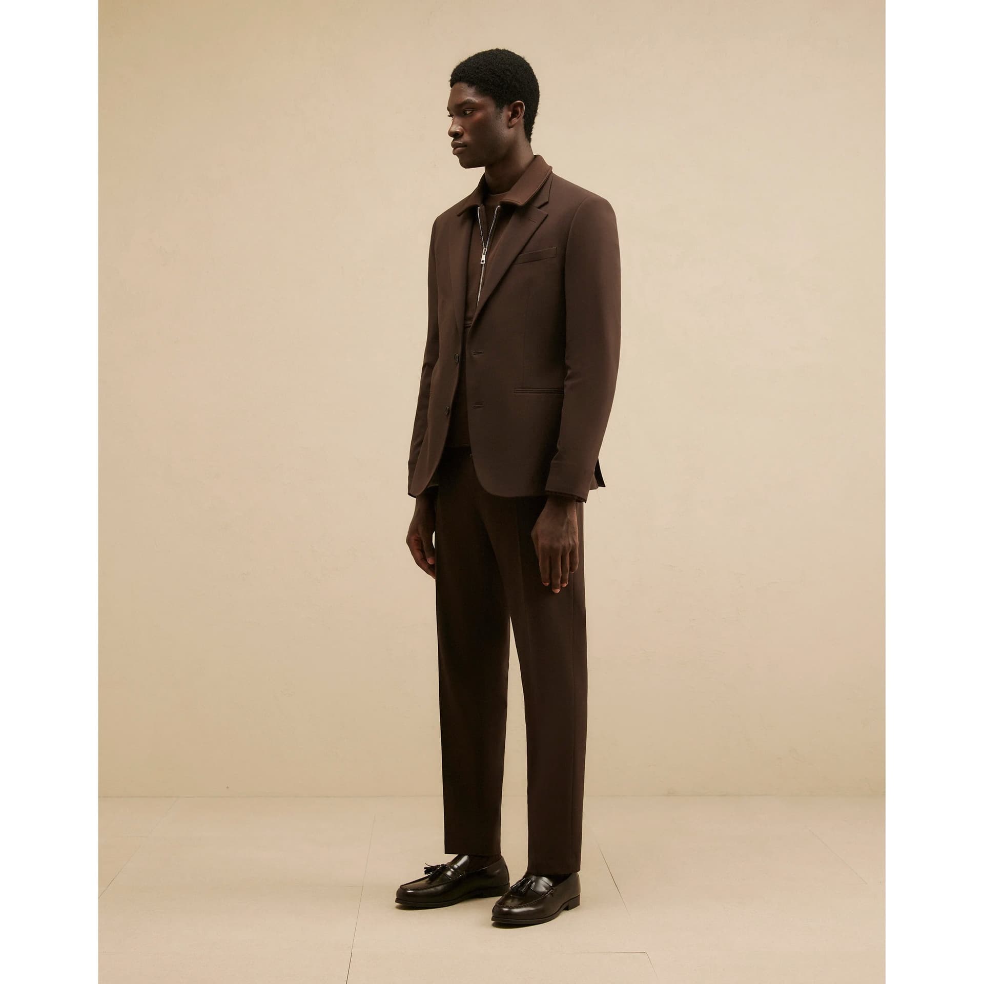 River Island Mens River Island Brown Slim Fit Suit Trousers