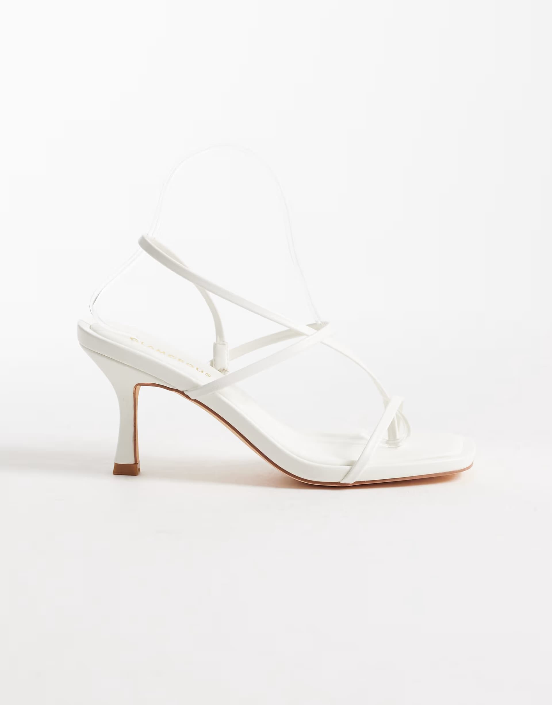 ASOS Glamorous barely there heeled sandals with in white