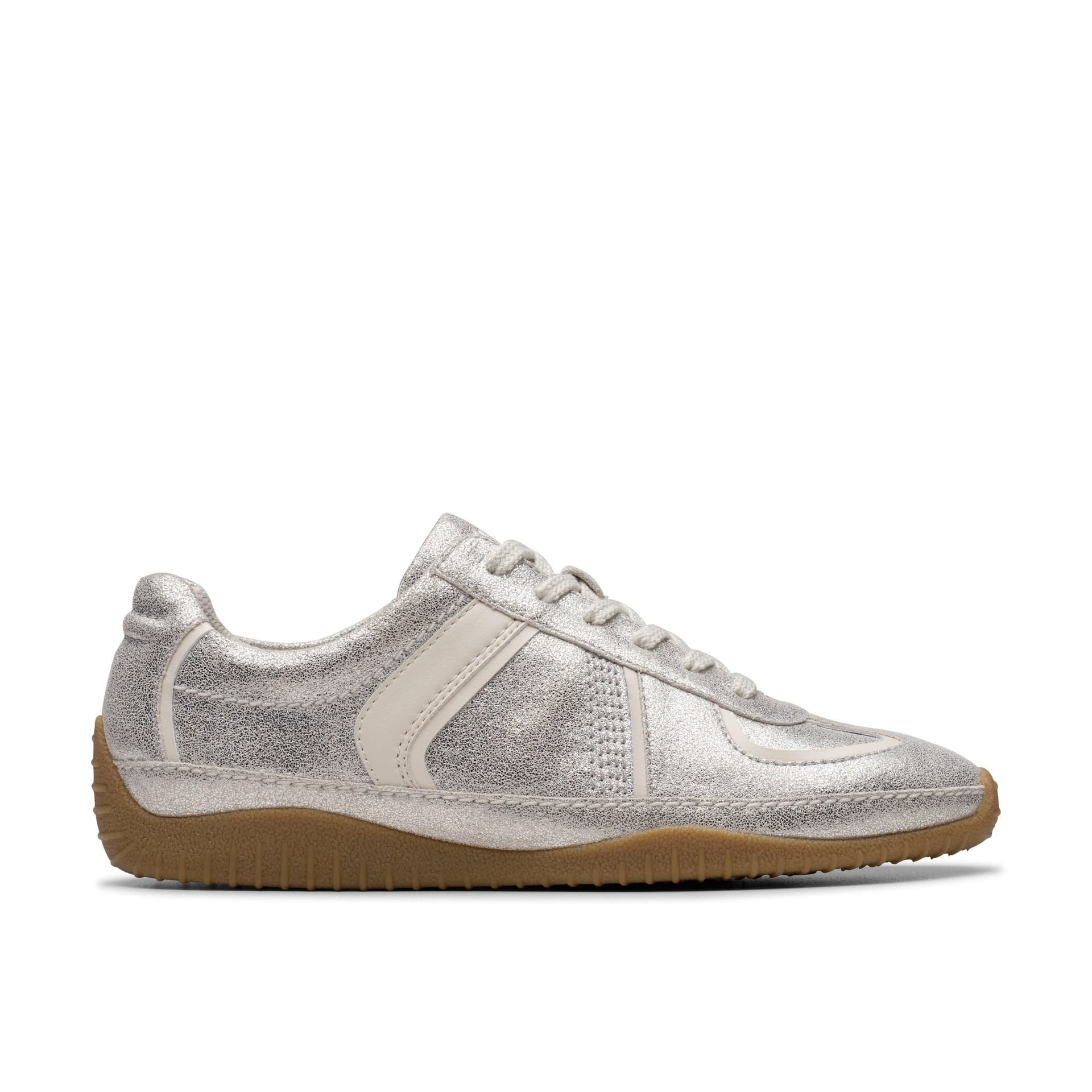 Clarks Clarks Women's Meridor Lo Metallic Combination Trainers, Lace Up in Metallics