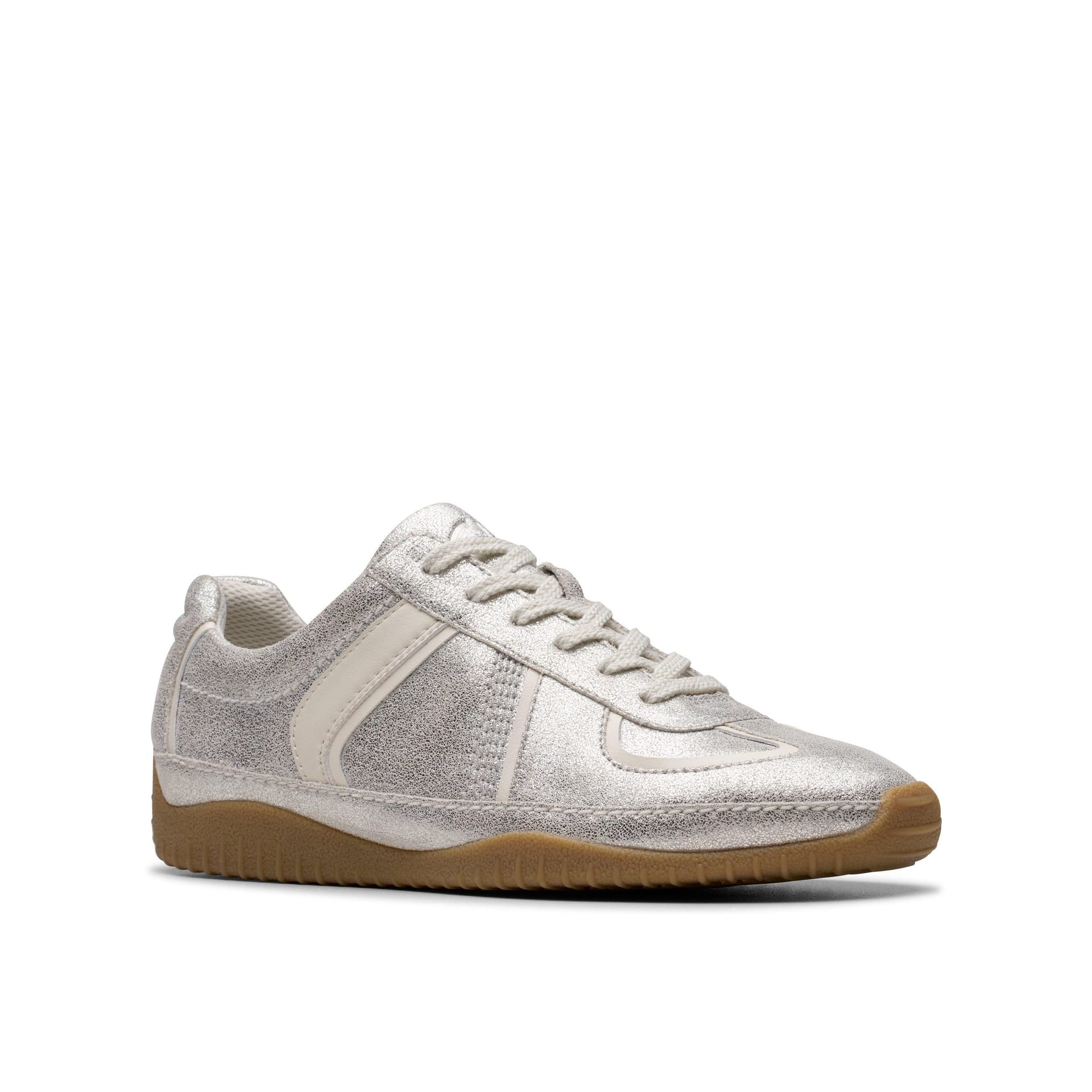 Clarks Clarks Women's Meridor Lo Metallic Combination Trainers, Lace Up in Metallics - 4