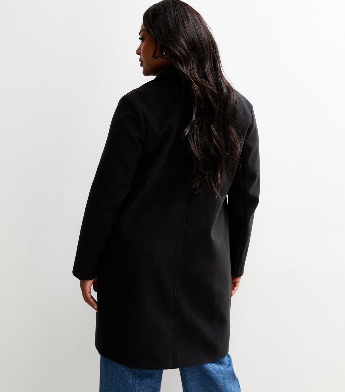New Look Women's Plus Size Black Unlined Open Front Formal Coat Curves New Look - 4