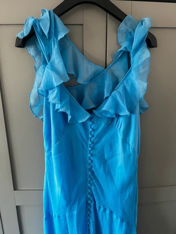 ASOS Asos women’s blue ruffle detail chiffon dress size 14