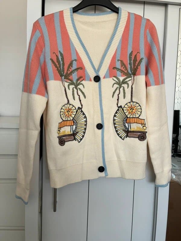 Boutique Boutique Embroidered Palm Knit Cardigan. Size XL