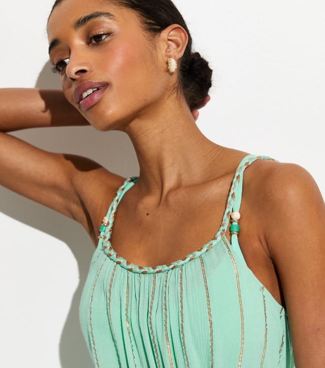 New Look Women's Turquoise Plaited Belt Beach Mini Dress New Look - 2
