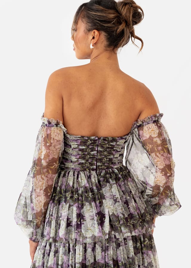 Anaya with Love Anaya with Love Women's Long Sleeve Bardot Maxi Dress in Lilac - 3