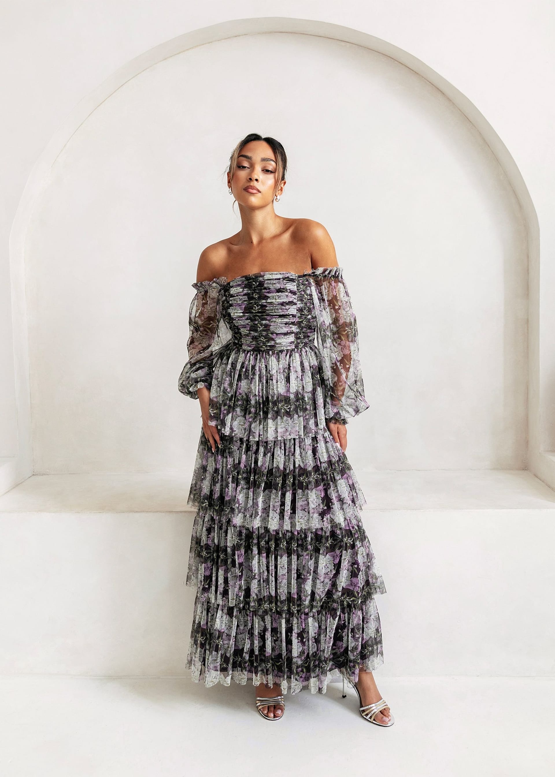 Anaya with Love Anaya with Love Women's Long Sleeve Bardot Maxi Dress in Lilac - 4