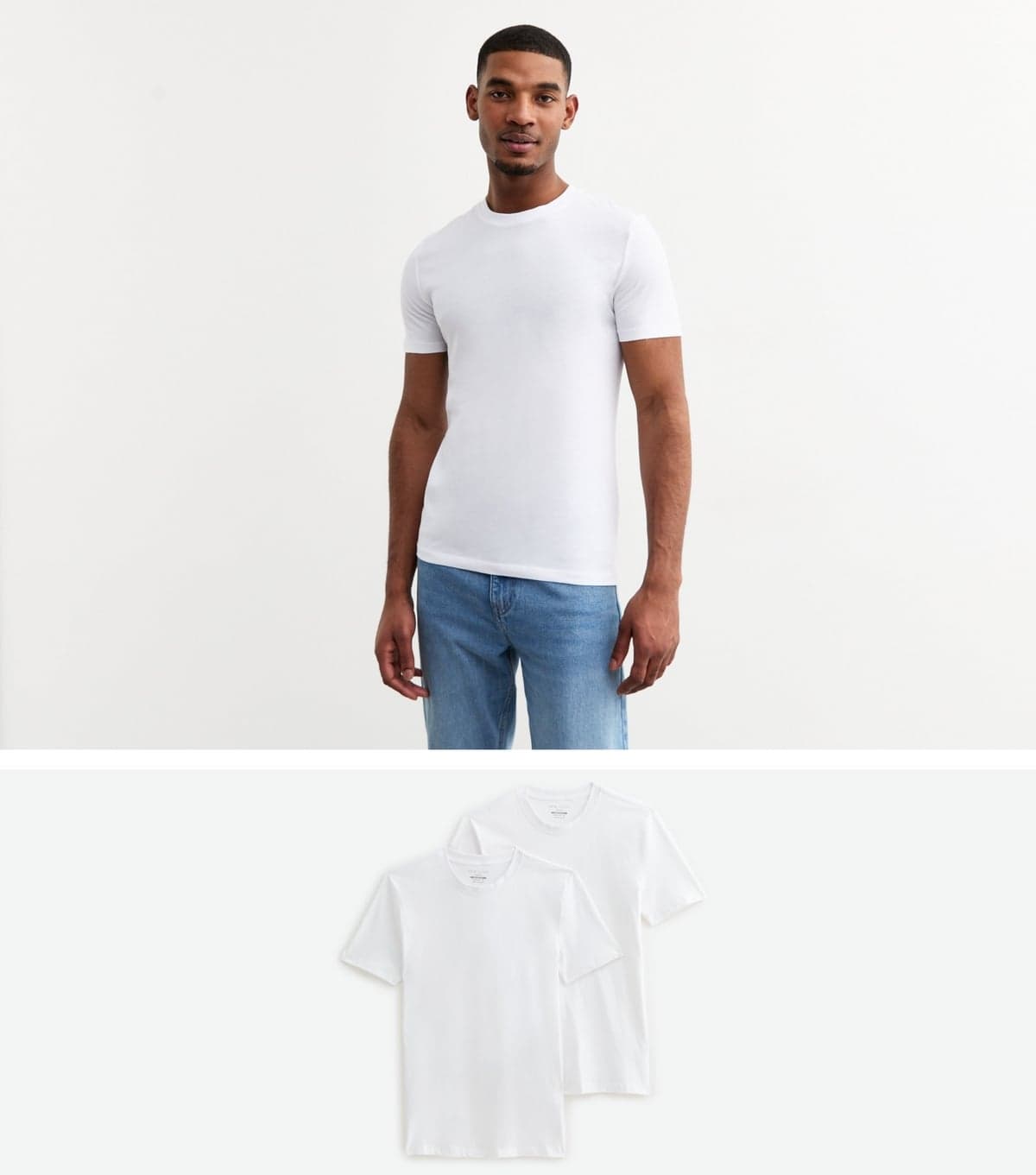 New Look Men's 2 Pack White Muscle Fit T-Shirts New Look