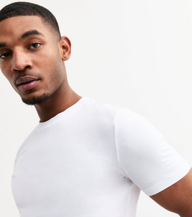 New Look Men's 2 Pack White Muscle Fit T-Shirts New Look - 2