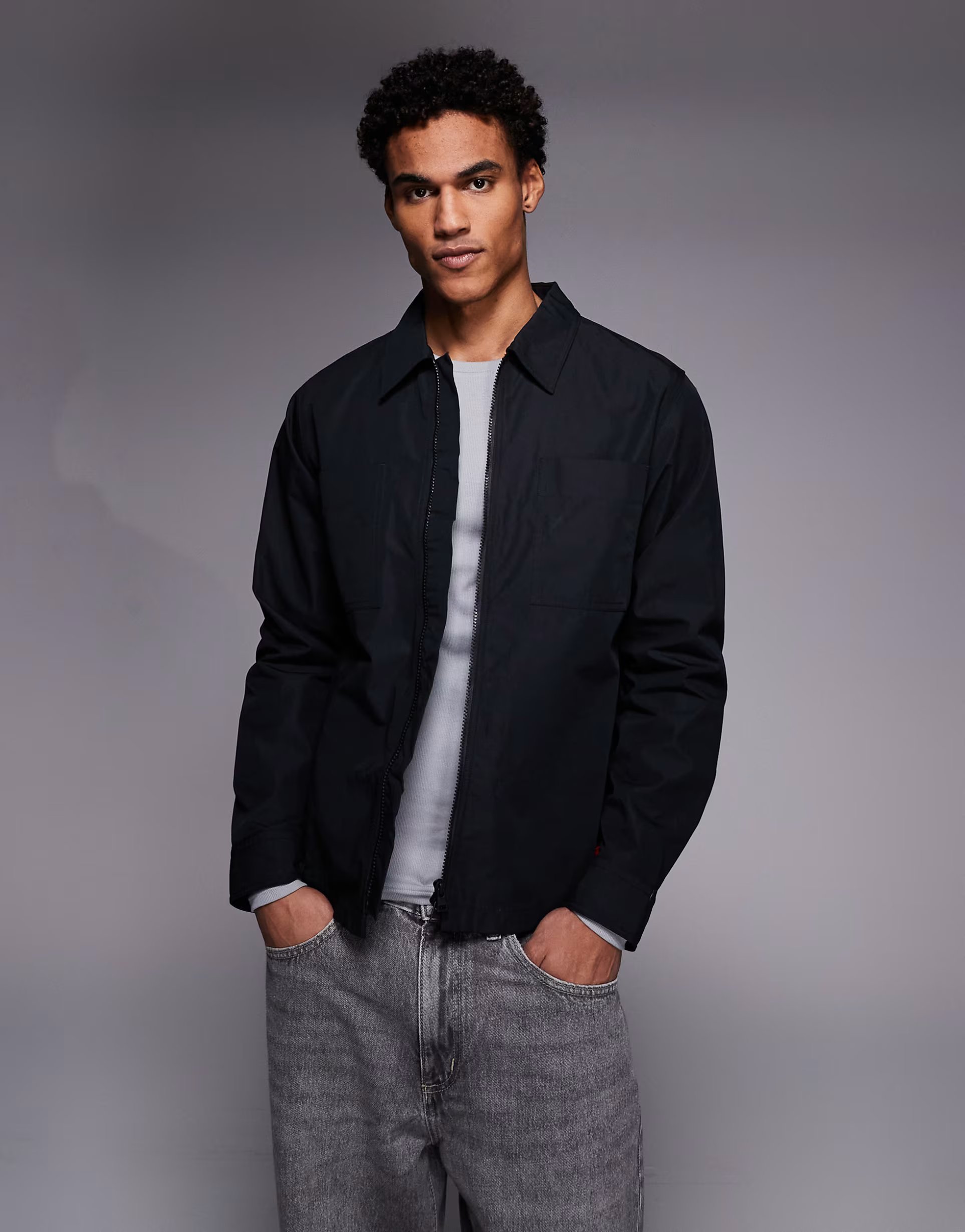 ASOS HUGO Red evalom oversized fit overshirt in black - 1