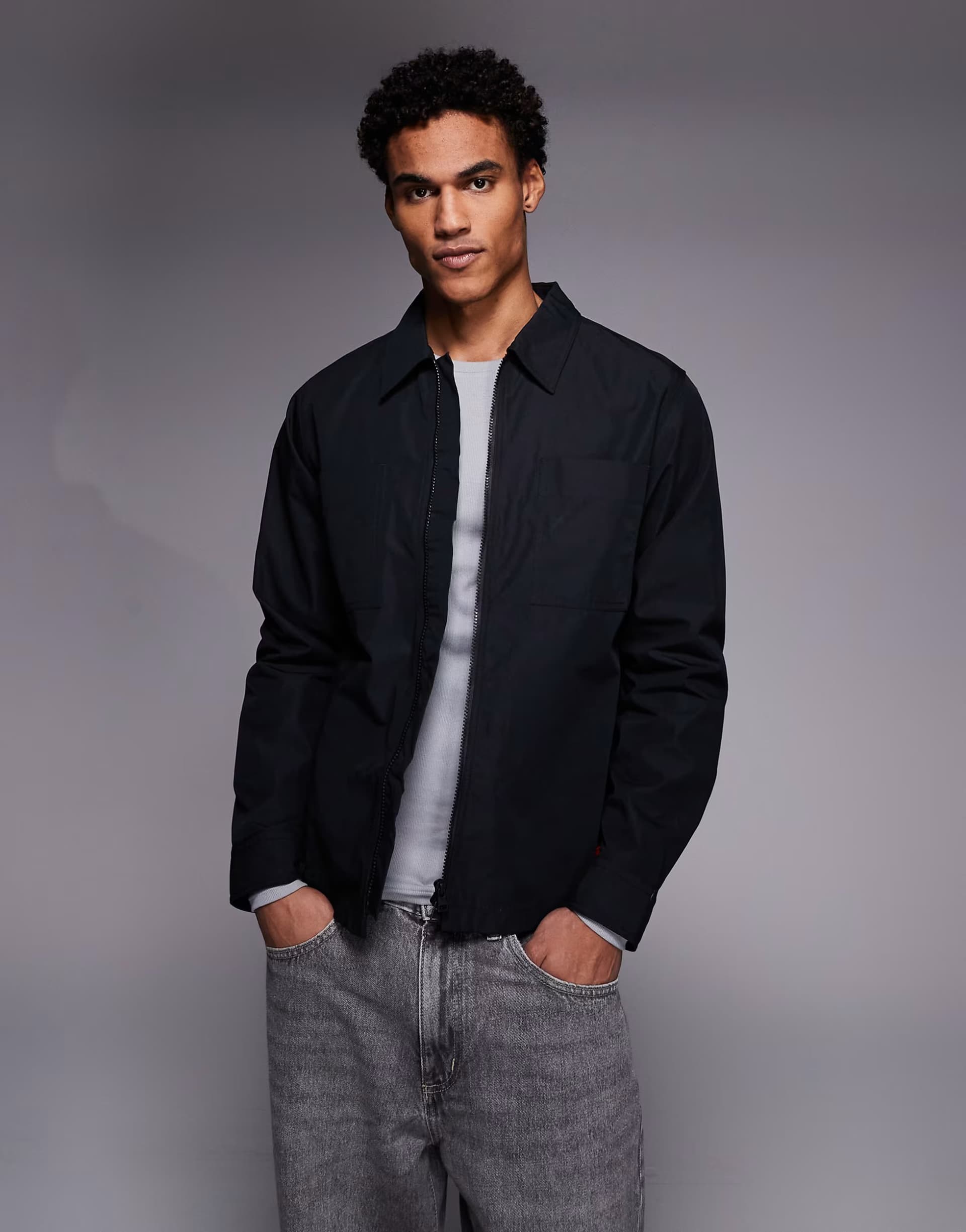 ASOS HUGO Red evalom oversized fit overshirt in black