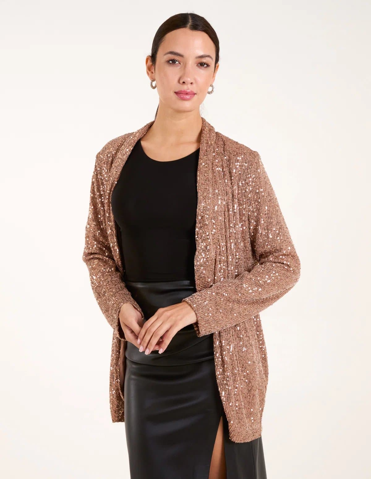 Blue Vanilla Sequin Waterfall Cardigan