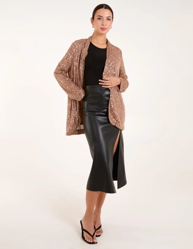 Blue Vanilla Sequin Waterfall Cardigan - 2