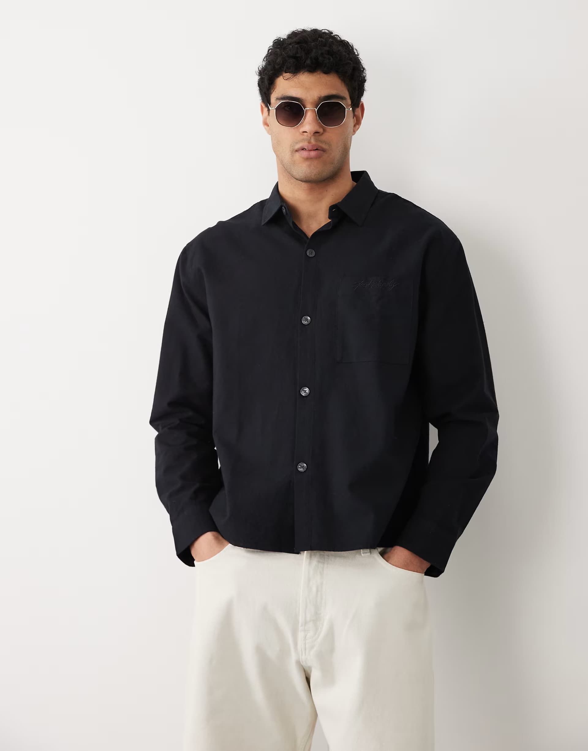 ASOS ASOS Black Cotton Long Sleeve Shirt
