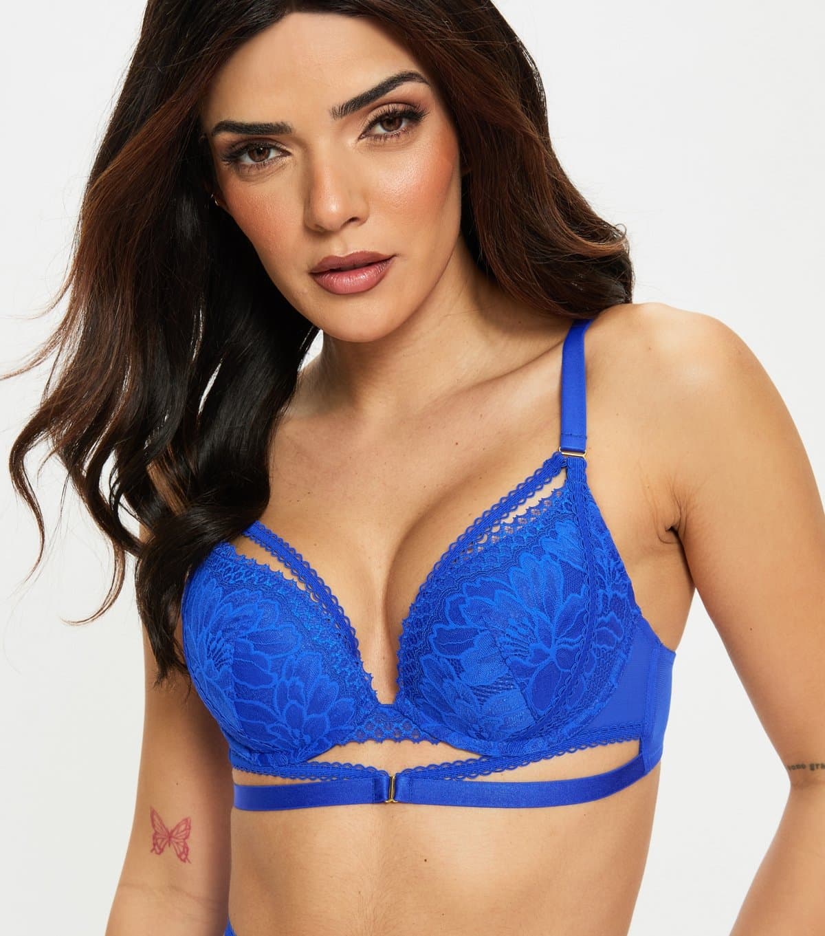 Ann Summers Women's Bright Blue Yours Truly Padded Plunge Bra Ann Summers New Look