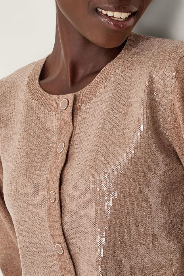 Monsoon Monsoon Women's Simmi Sequin Cardigan Natural - 3