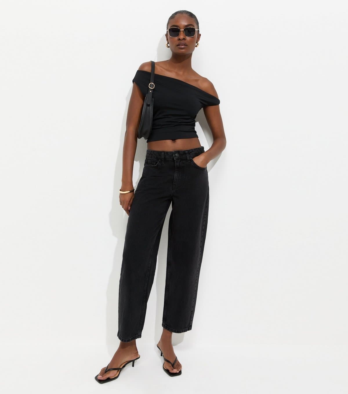New Look Women's Black Denim Tapered Ankle Grazer Barrel Jeans New Look
