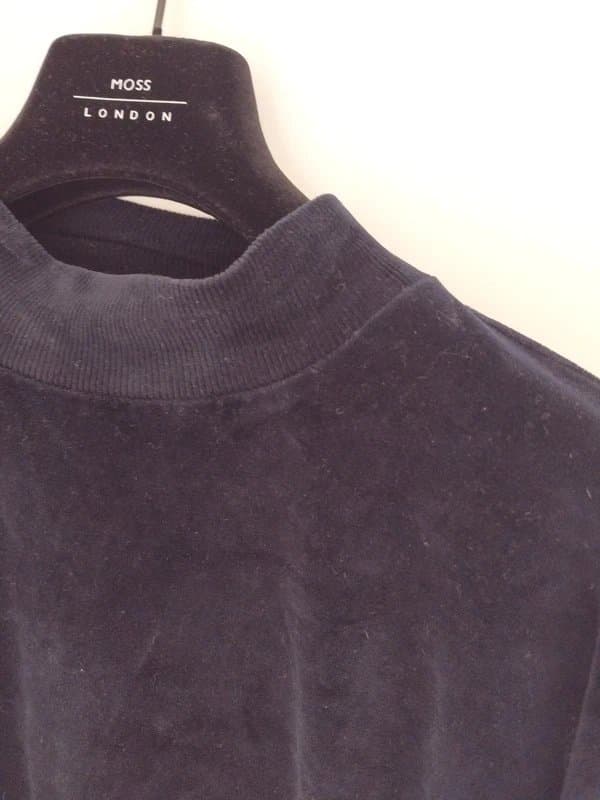 Topshop Topahop Navy Velvet mock neck jumper batwing