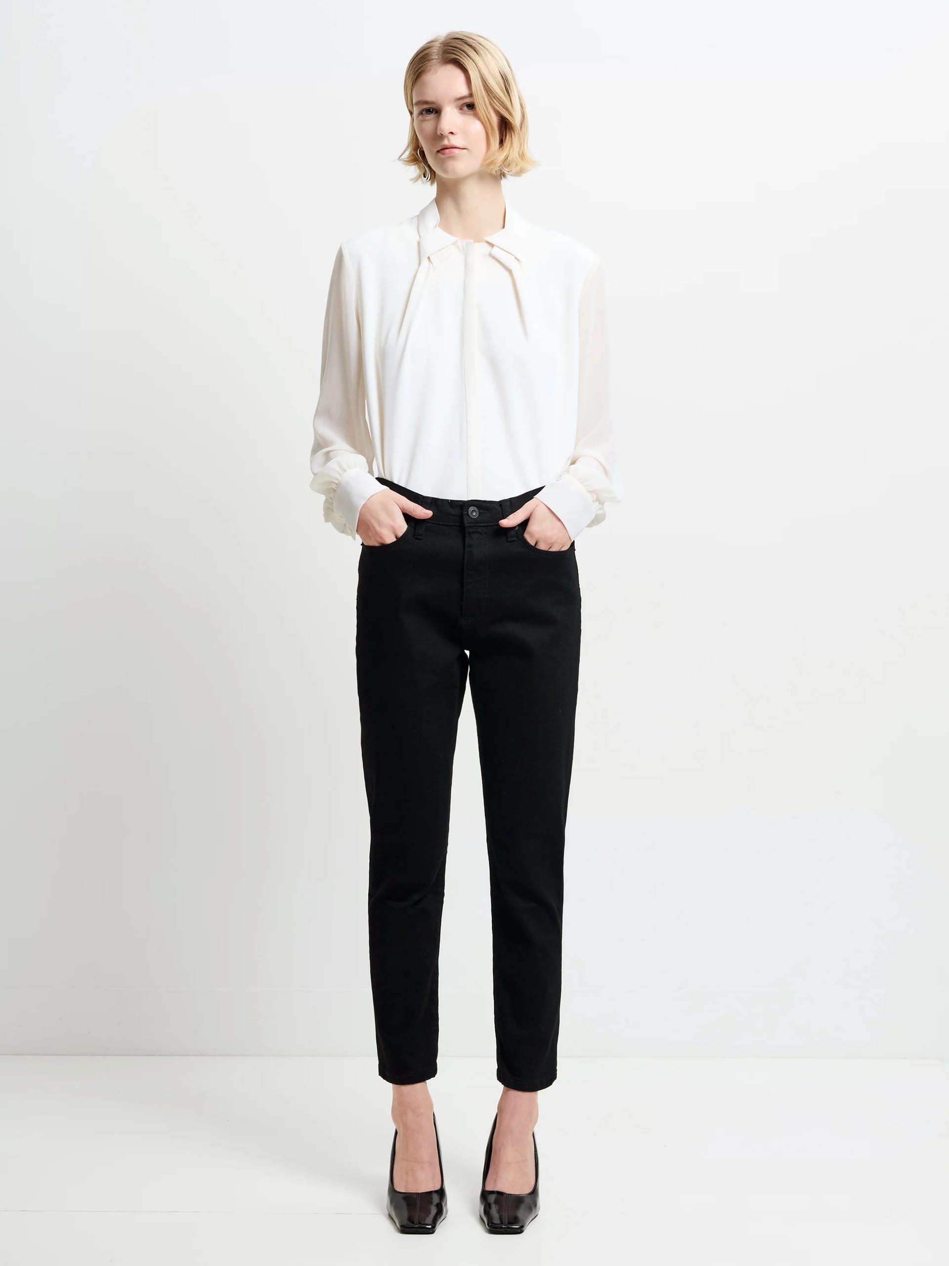 French Connection Black Stretch Denim Cigarette Fit Jeans