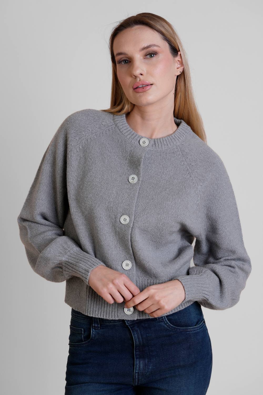 Enorsia Enorsia Women's Wool Blend Knit Cardigan in Grey - 2