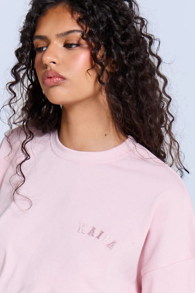Kaiia Kaiia Logo Oversized T-shirt Pink Chai - 2
