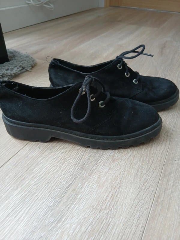 New Look New Look black faux-suede oxford shoes