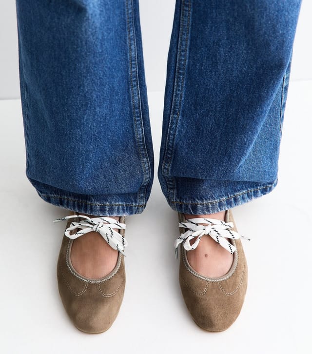 New Look Women's Camel Faux Suede Lace Up Mary Jane Pumps Vegan New Look - 2