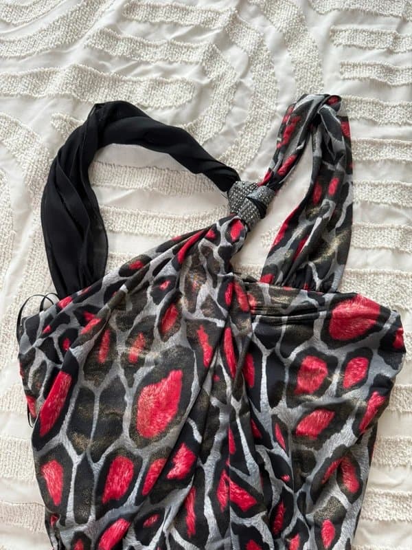 River Island River island y2k vintage red and black bronze metallic leopard print mini dress 10