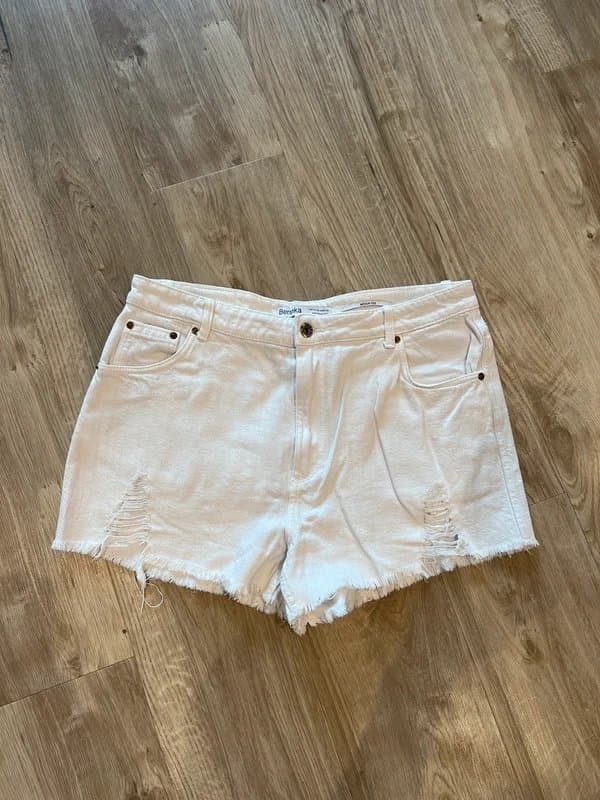Bershka White Bershka Denim Shorts