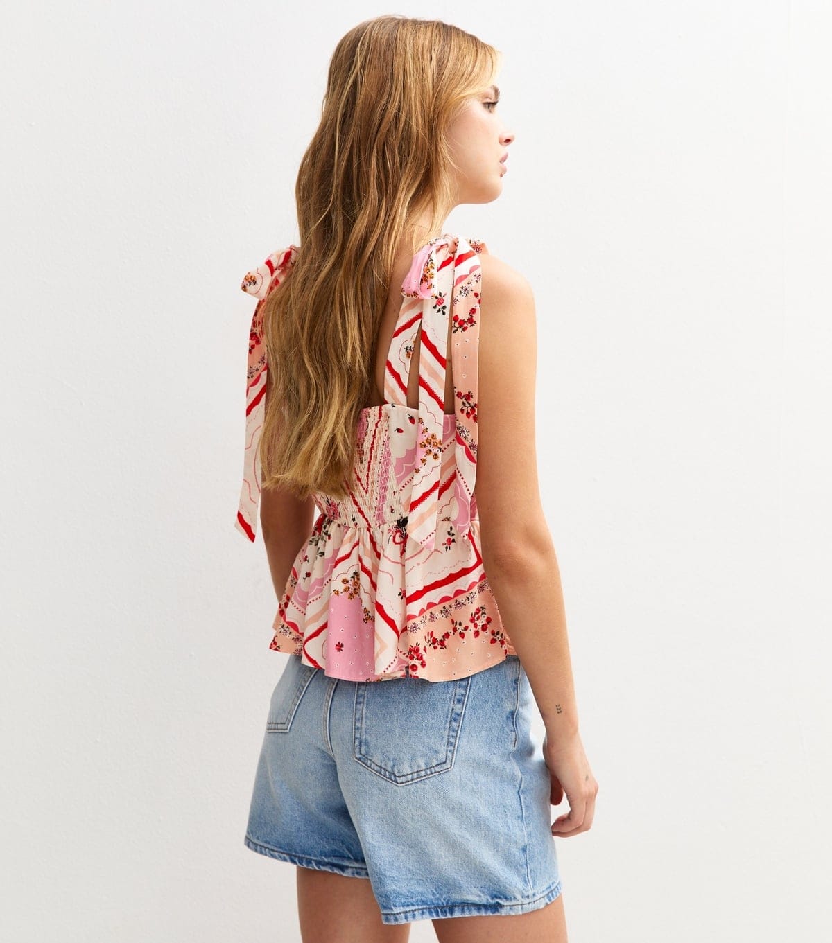 New Look Women's Pink Tile Print Tie Strap Cami Top New Look - 4