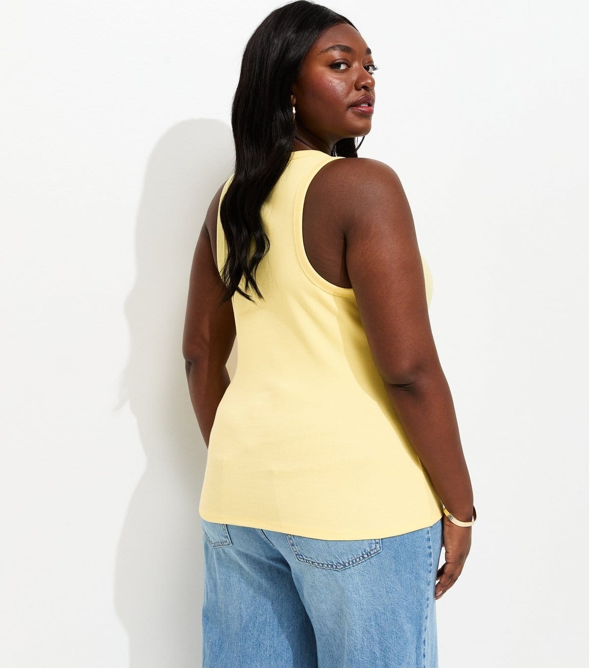New Look Women's Plus Size Light Yellow Ribbed Racerback Vest Curves New Look - 4