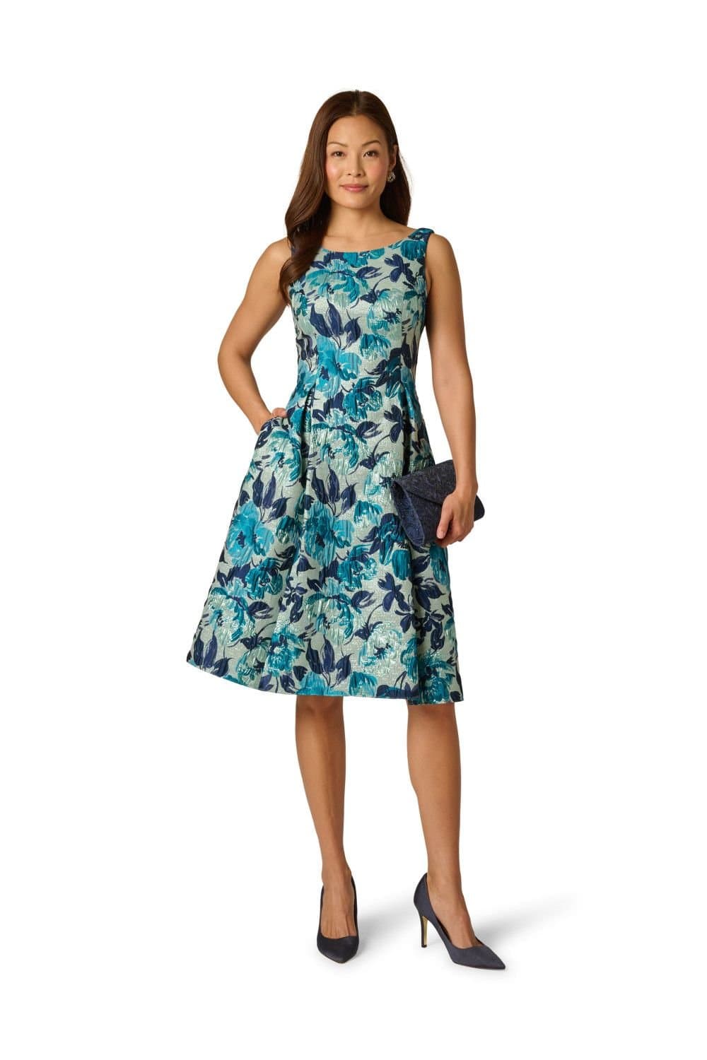 Adrianna Papell Adrianna Papell Women's Metallic Jacquard Midi Dress