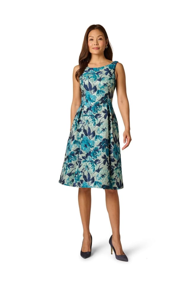 Adrianna Papell Adrianna Papell Women's Metallic Jacquard Midi Dress - 2