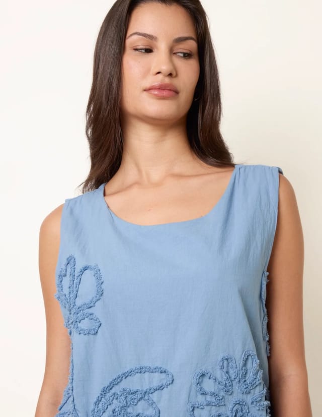 Blue Vanilla Puffball Flower Top - 3