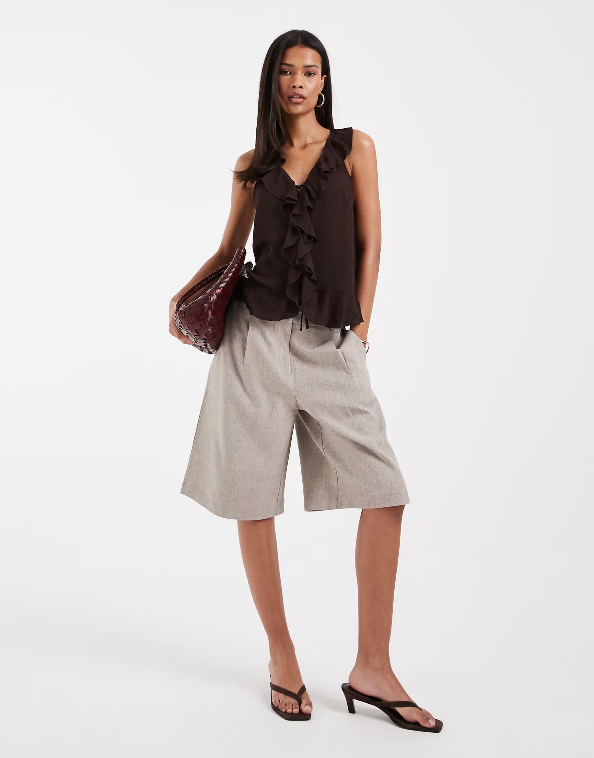 ASOS ASOS Stone High Waist Tailored Bermuda Shorts