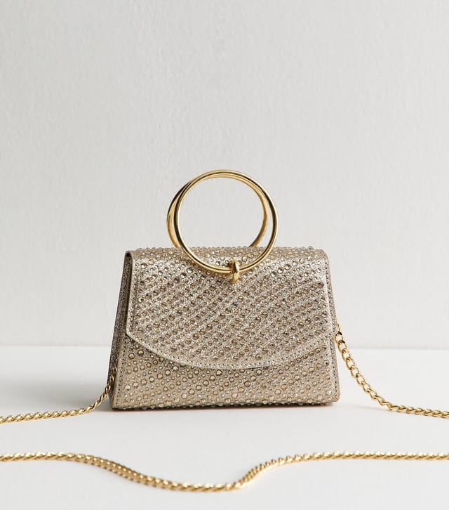 New Look Gold Diamanté Embellished Round Top Handle Bag New Look - 2