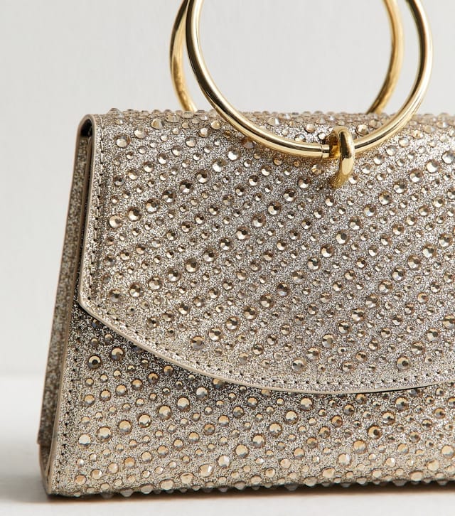 New Look Gold Diamanté Embellished Round Top Handle Bag New Look - 3