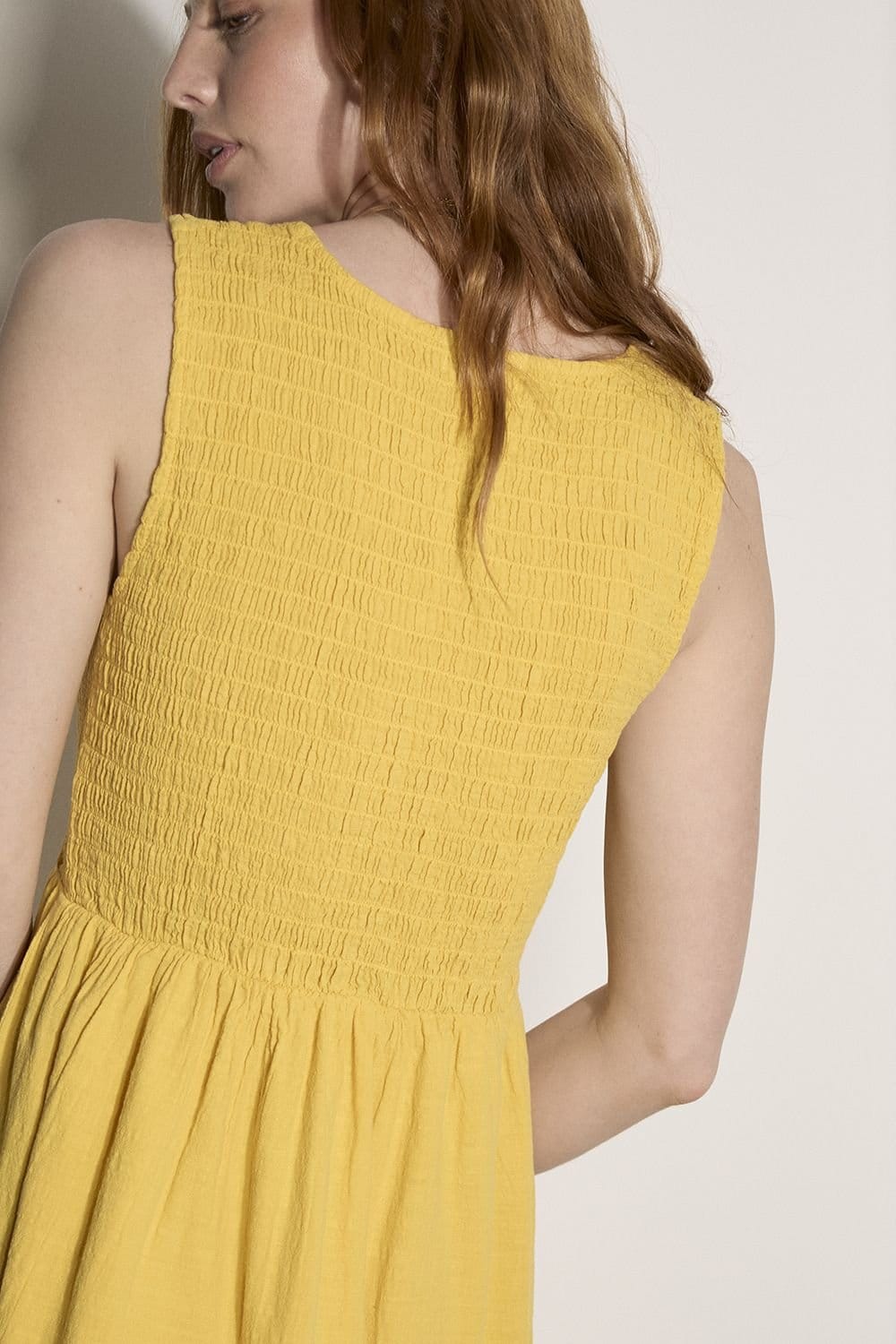 Apricot Apricot Women's Floral Embroidered Cotton Midi Dress in Mustard - 4