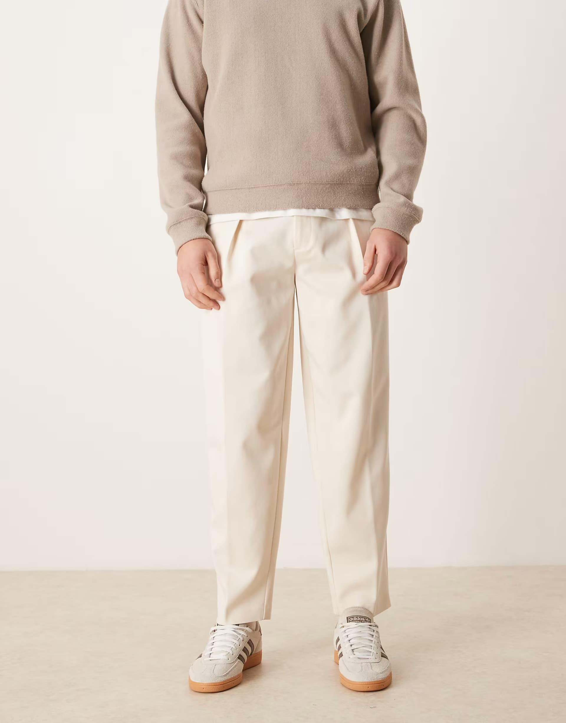 ASOS ASOS DESIGN smart oversized tapered trousers in ecru twill
