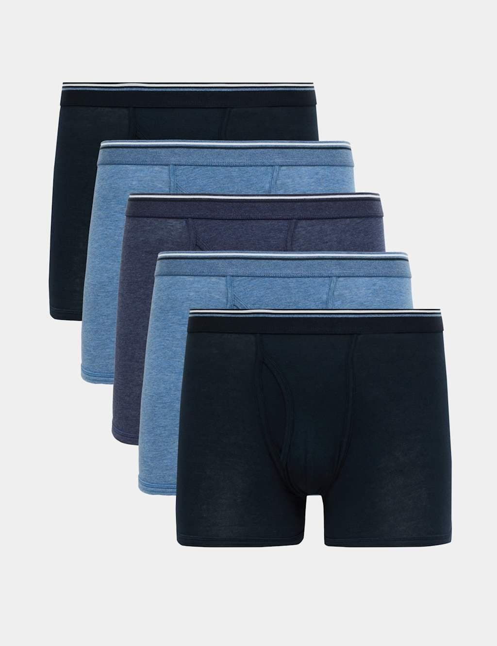 Marks & Spencer M&S 5 Pack Cotton Stretch Cool & Fresh™ Marl Trunks Blue Mix