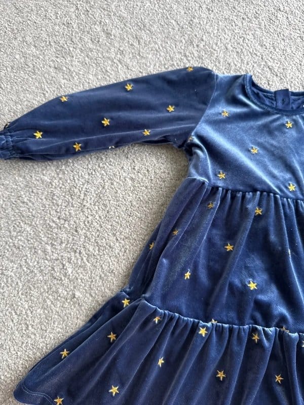 Marks & Spencer Navy Blue Velvet Star Dress for 18-24 Months