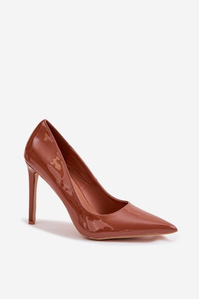 Love Lace Love Lace Women's Patent Pointed Toe High Heel Pumps for Evening Style in Brown - 2