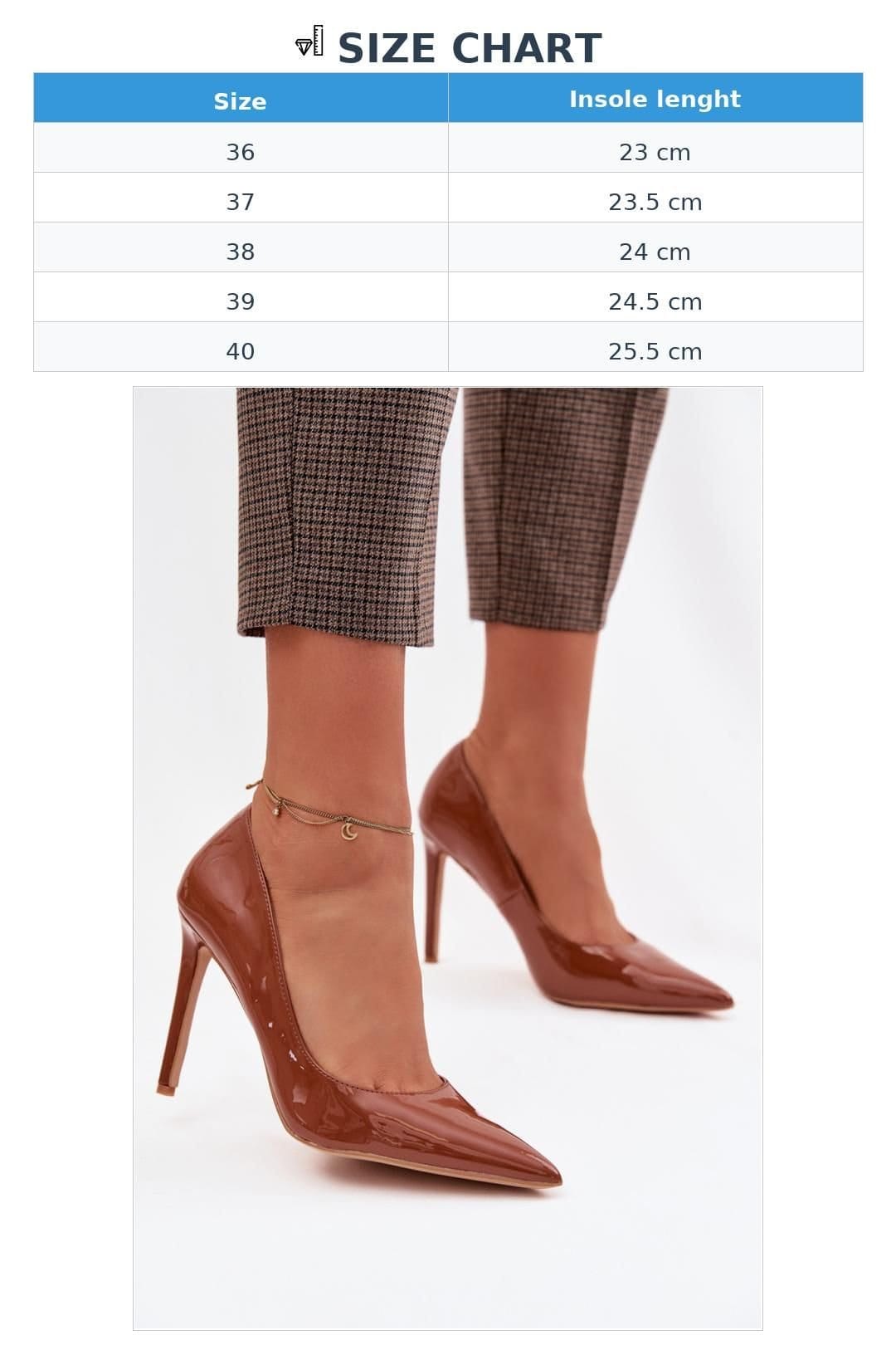 Love Lace Love Lace Women's Patent Pointed Toe High Heel Pumps for Evening Style in Brown - 4