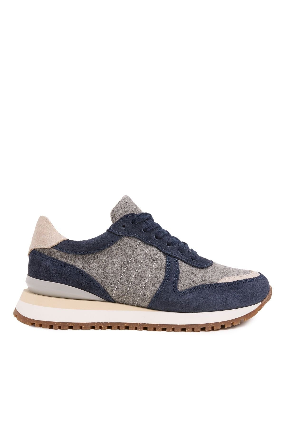 Celtic & Co Celtic & Co Women's Wool Panel Trainer in Mid Navy - 1