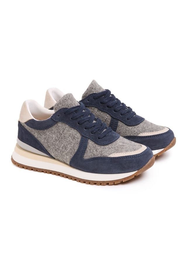 Celtic & Co Celtic & Co Women's Wool Panel Trainer in Mid Navy - 2